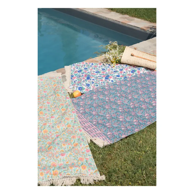 Lana beach towel in organic cotton | Blue