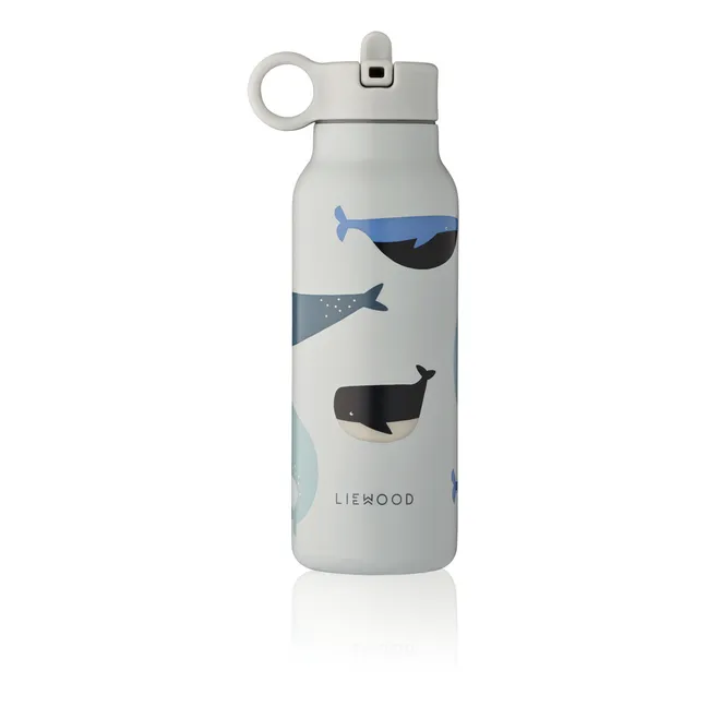 Falk stainless steel water bottle - 350 ml | Whales/Cloud blue