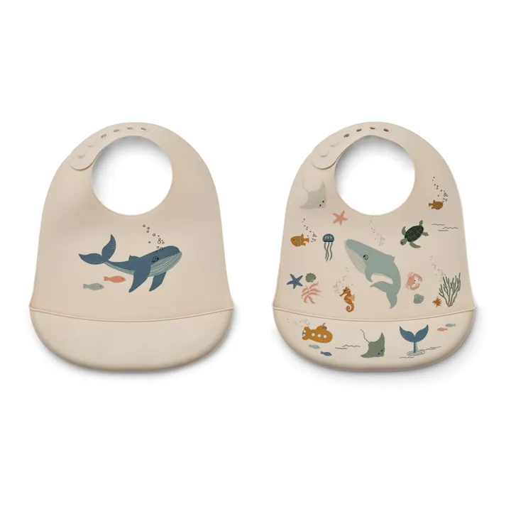 Tilda silicone bibs - Set of 2 | Sea creature/Sandy- Product image n°0