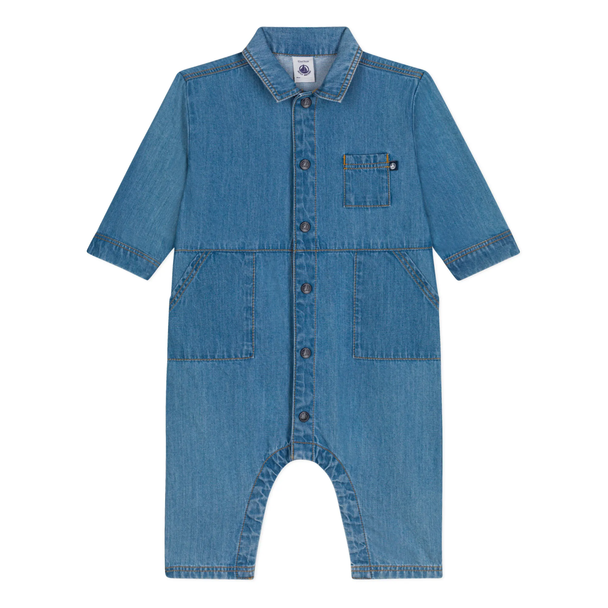 Petit Bateau Denim Blue Matin Denim Jumpsuit