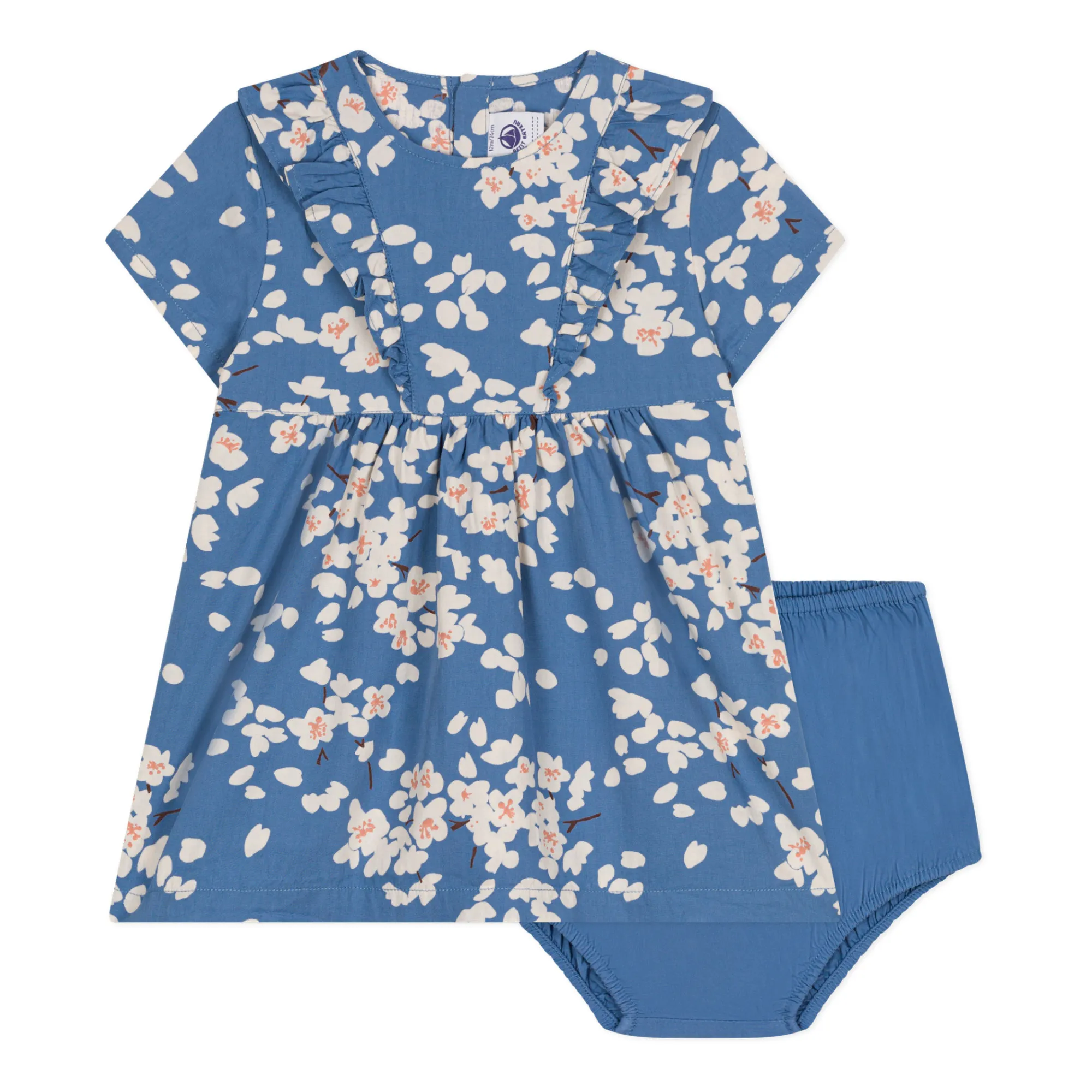 Petit Bateau Blue Madona Popeline Dress Set