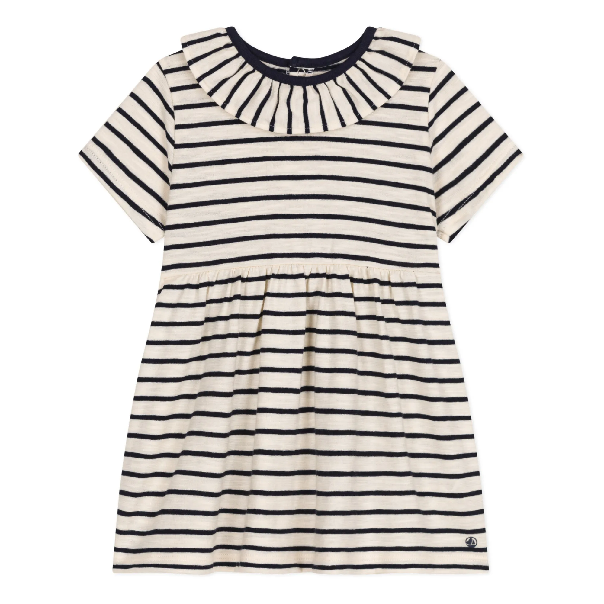 Petit Bateau Beige Flamed Jersey Moustache Dress