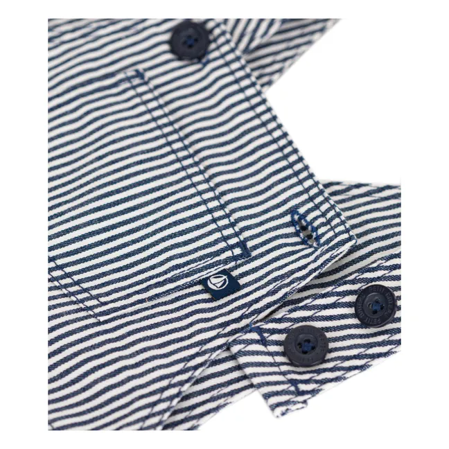 Striped Mini Dungarees | Navy blue