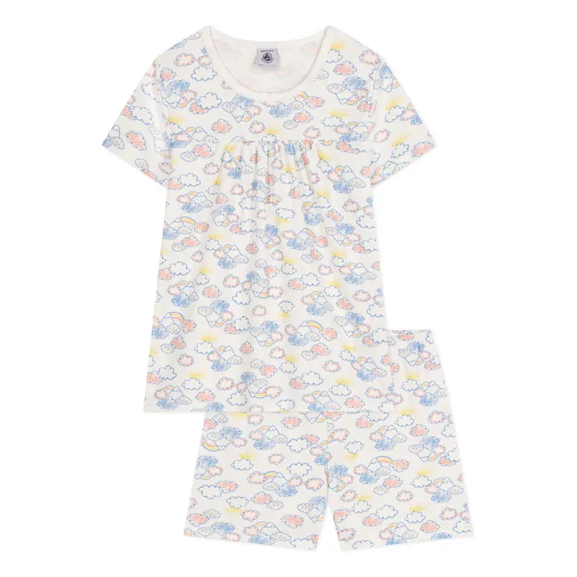 Pyjama Short Manette Nuages | Blanc