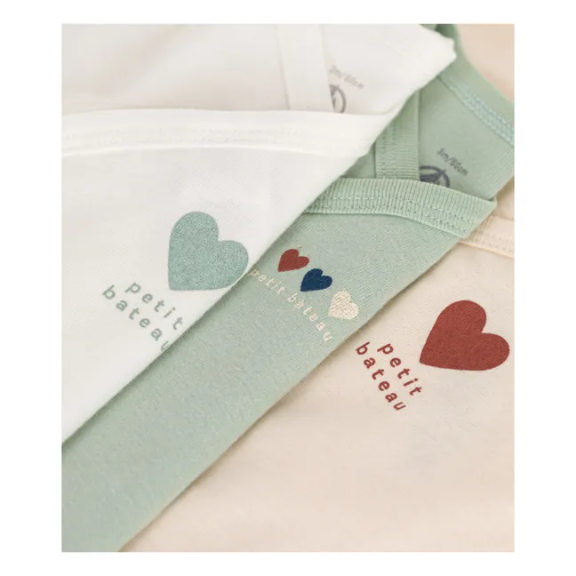 Set of 3 Long Sleeve Hearts Bodies | Sage