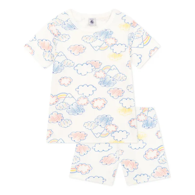 Pyjama Short Sleeve Clouds | White