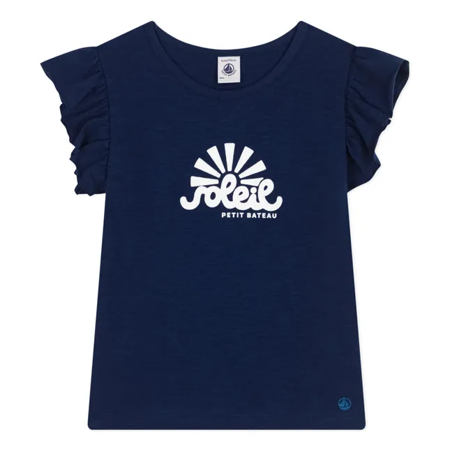 Mazarine Jersey Flamed T-shirt | Navy blue