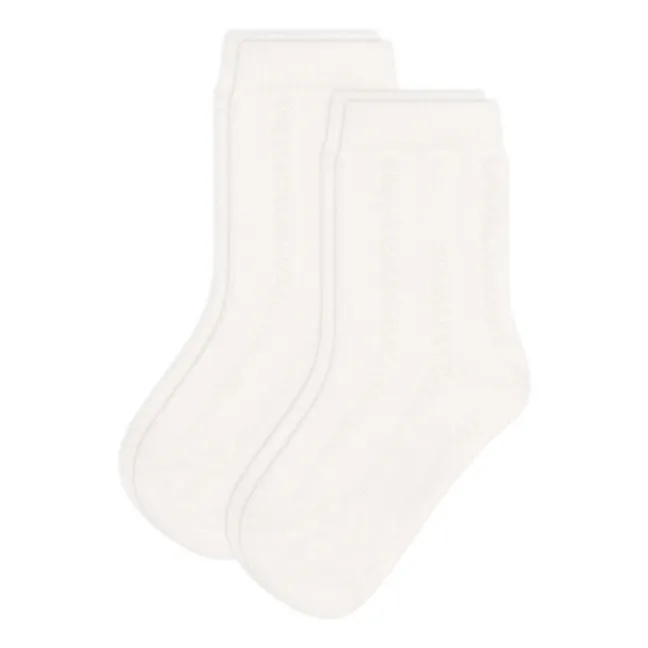 Set of 2 Point Fantaisie socks | Ecru