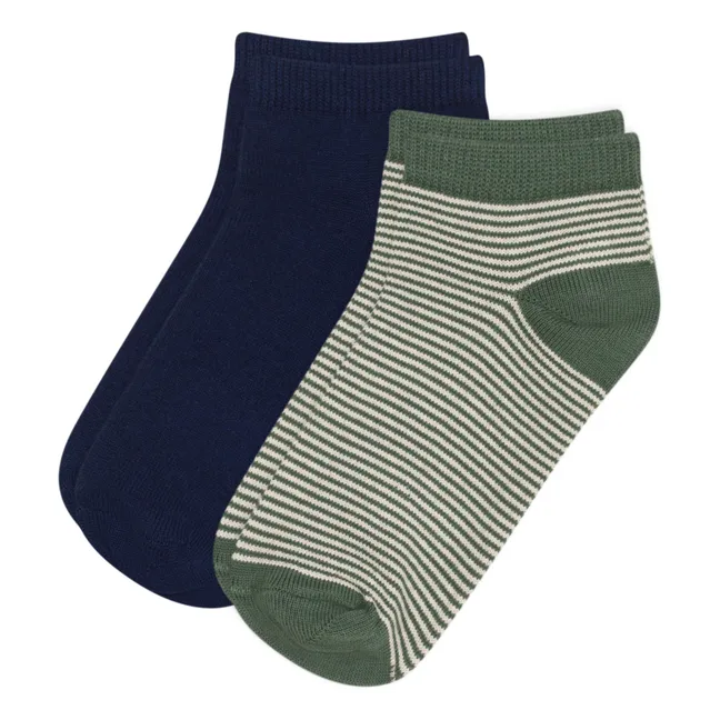 Lote de 2 calcetines de rayas | Verde Kaki