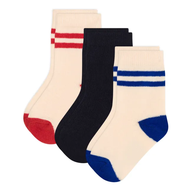 Set of 3 Striped Socks | Beige
