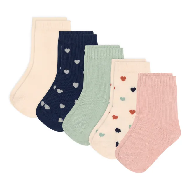 Set of 5 Baby Heart Socks | Beige