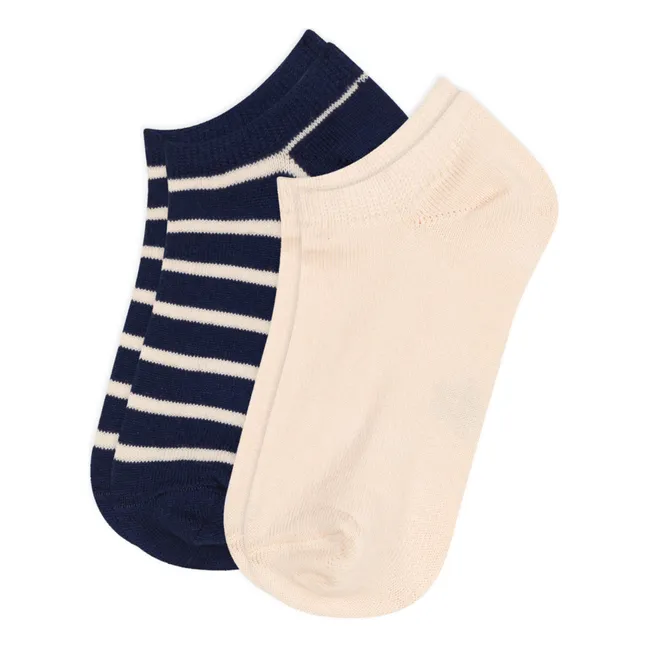 Set of 2 Striped Socks | Navy blue