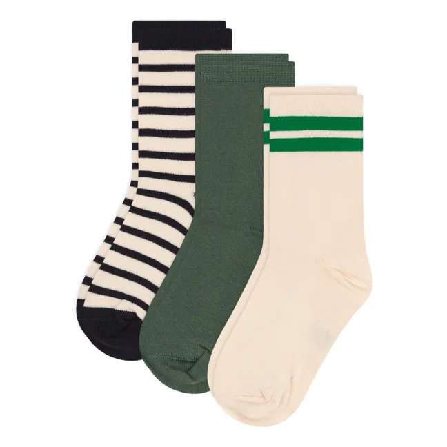 3er-Pack gestreifte Socken | Seidenfarben