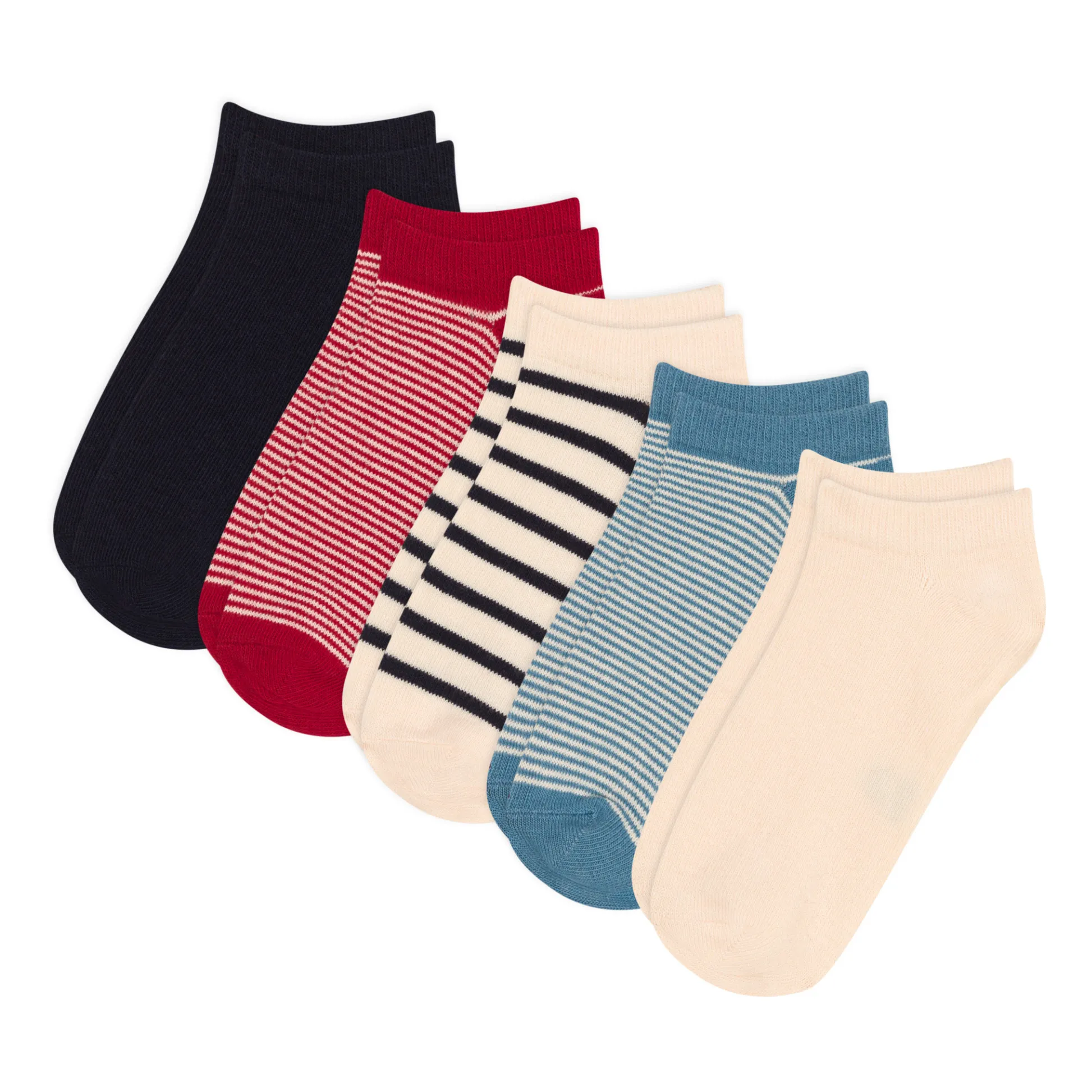 Petit Bateau Ecru Pack Of 5 Striped Socks