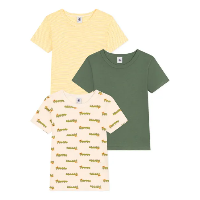 Lote de 3 camisetas Millepieds | Verde Kaki