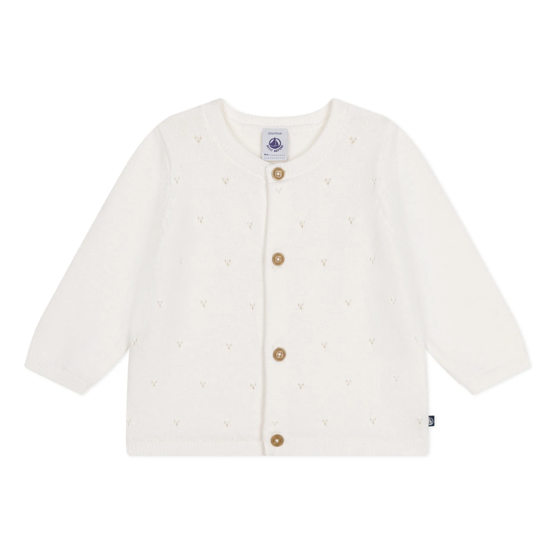 Petit Bateau Ecru Melia Openwork Cardigan