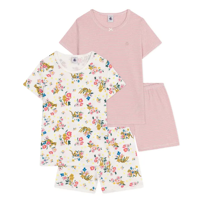 Lote de 2 pijamas cortos de flores | Rosa
