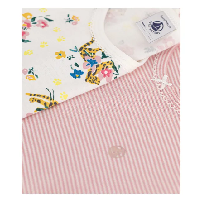 2er-Pack Pyjamas Shorts Blumen | Rosa