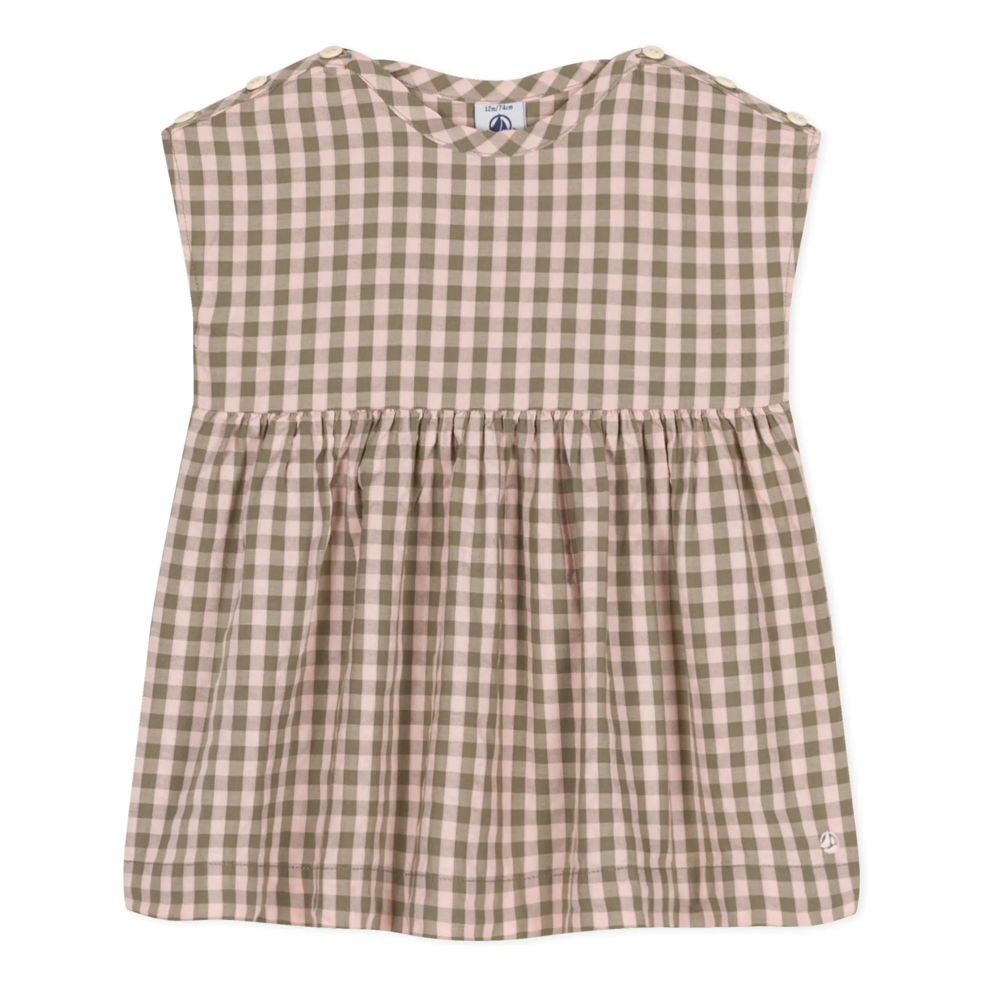 Petit Bateau Powder Pink Macaro Vichy Seersucker Dress