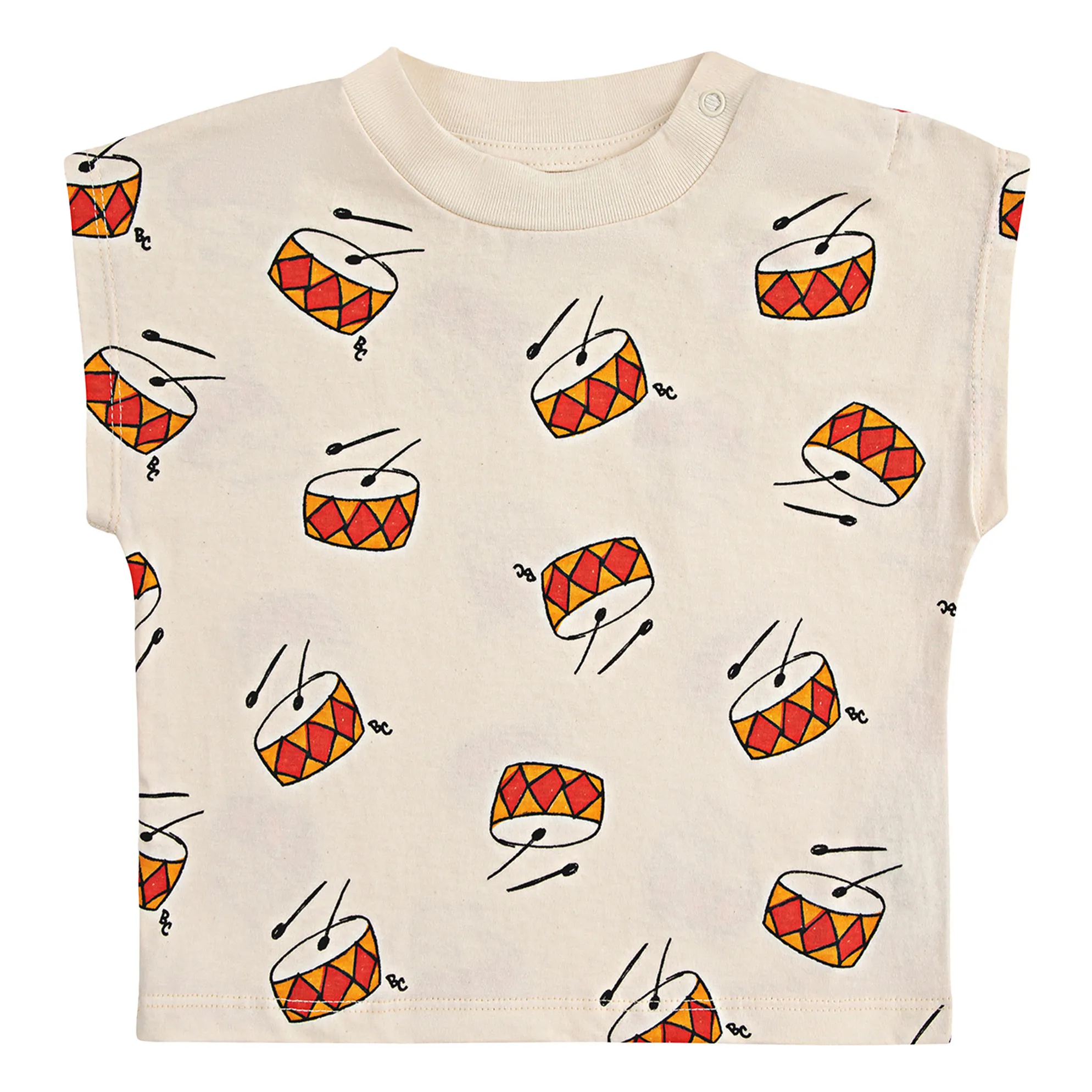 Bobo Choses Ecru T-Shirt Organic Cotton Drums