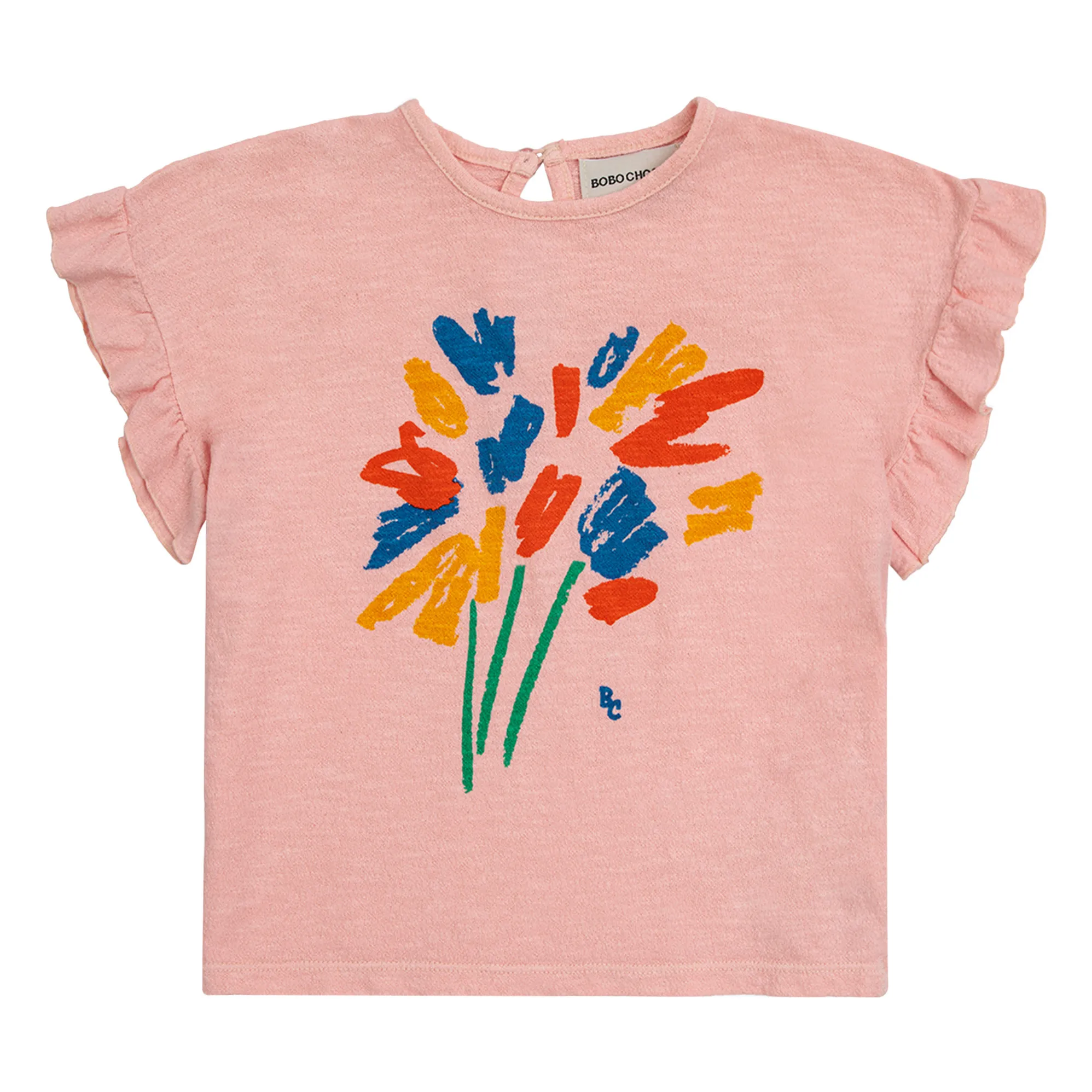 Bobo Choses Pink Organic Cotton Fireworks Ruffle T-Shirt