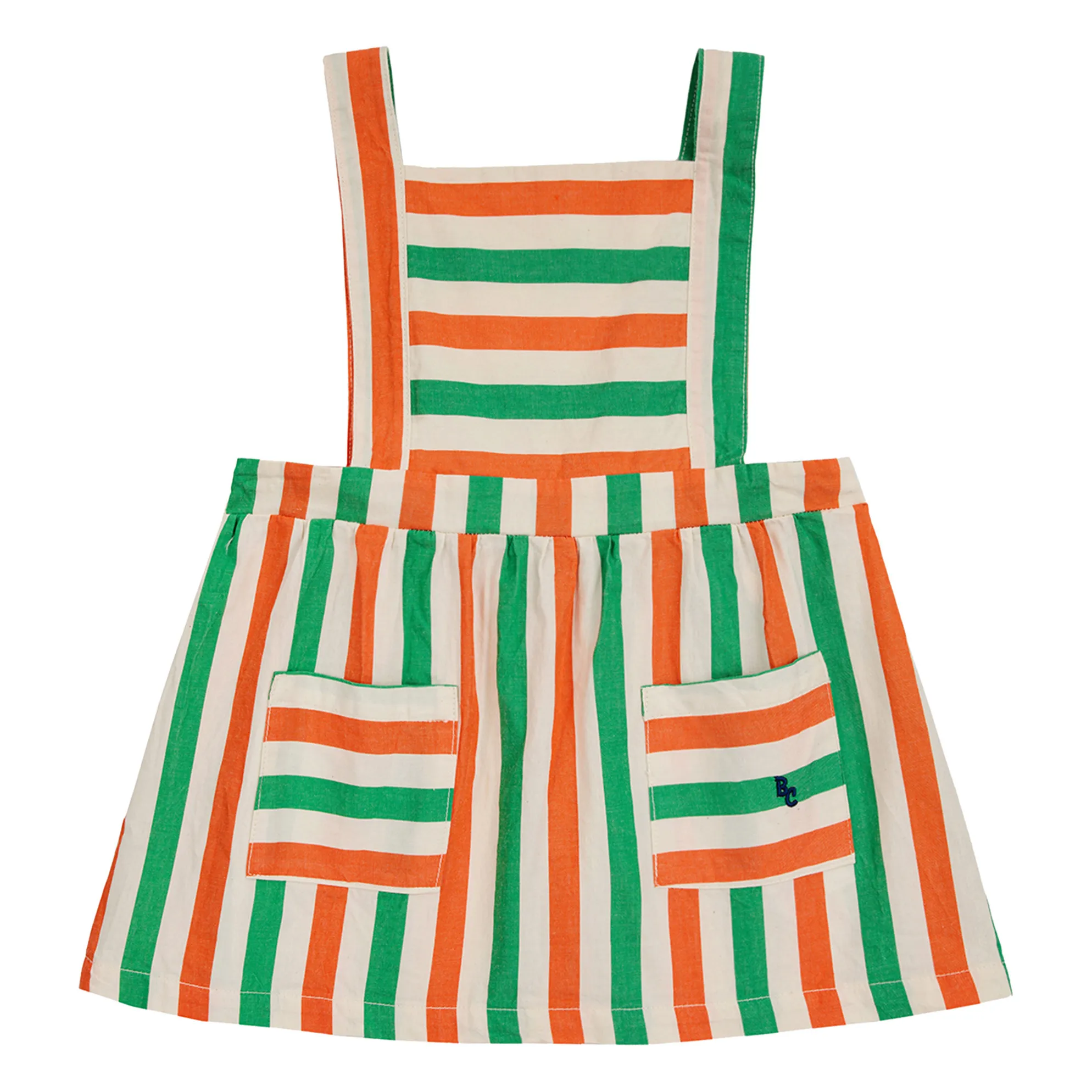 Bobo Choses Ecru Striped Pinafore Dress