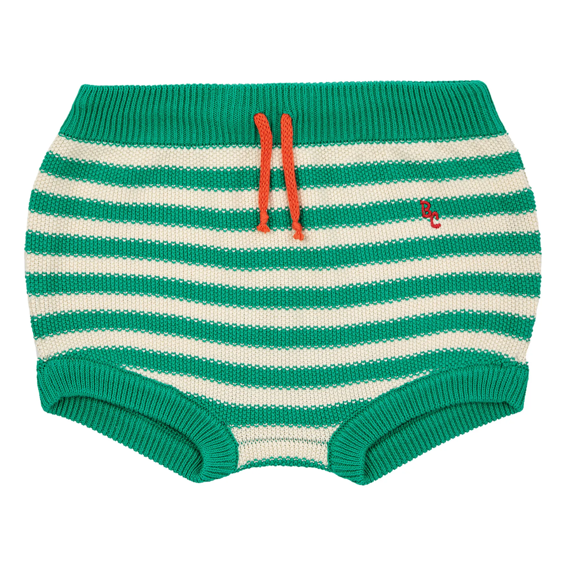 Bobo Choses Green Striped Organic Cotton Knit Bloomer
