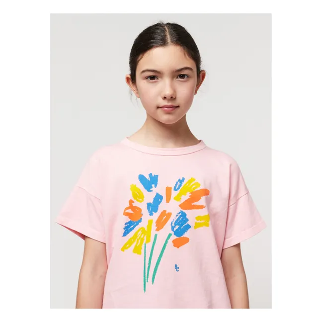 Camiseta de algodón orgánico Fireworks | Rosa