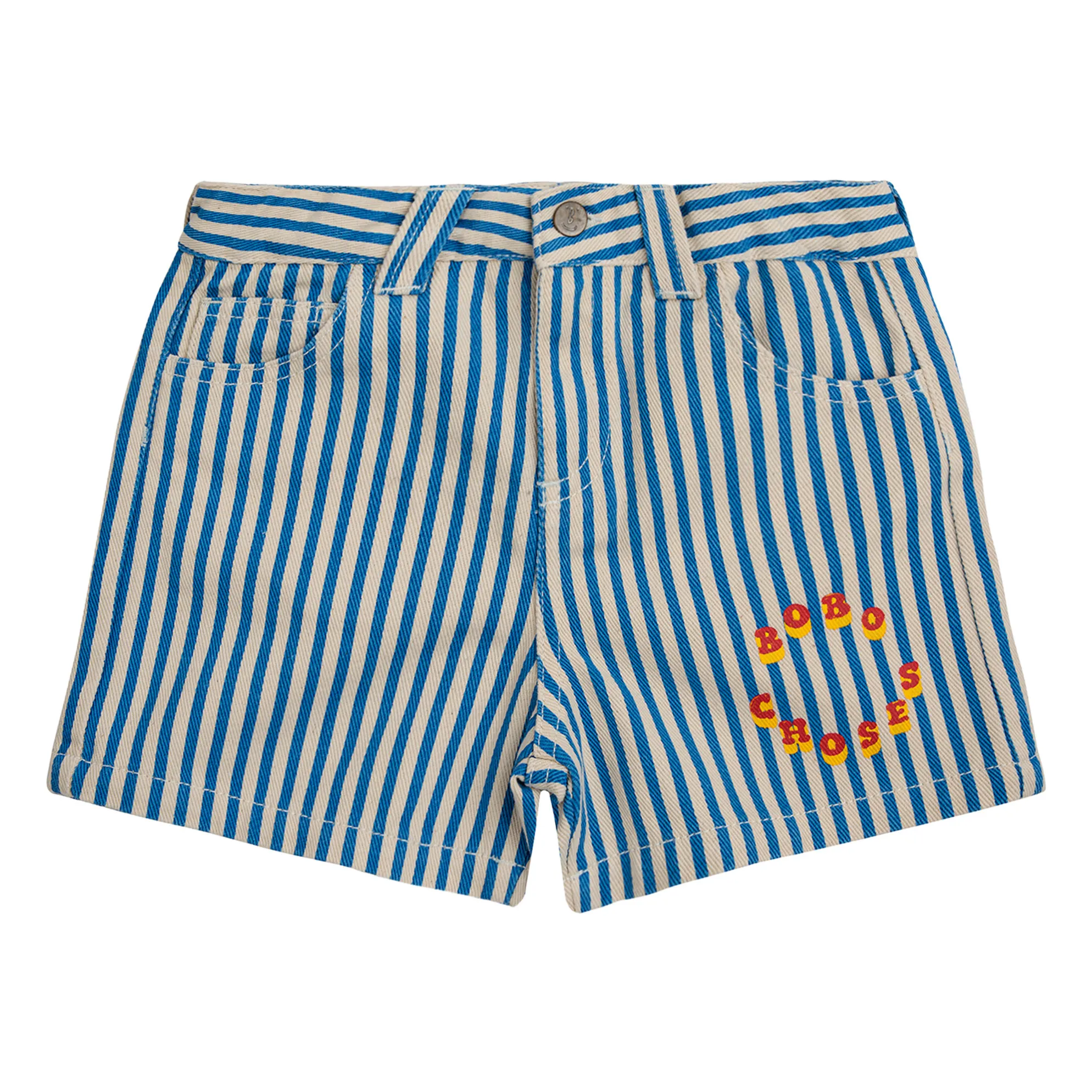 Bobo Choses Navy Blue Circle Striped Shorts