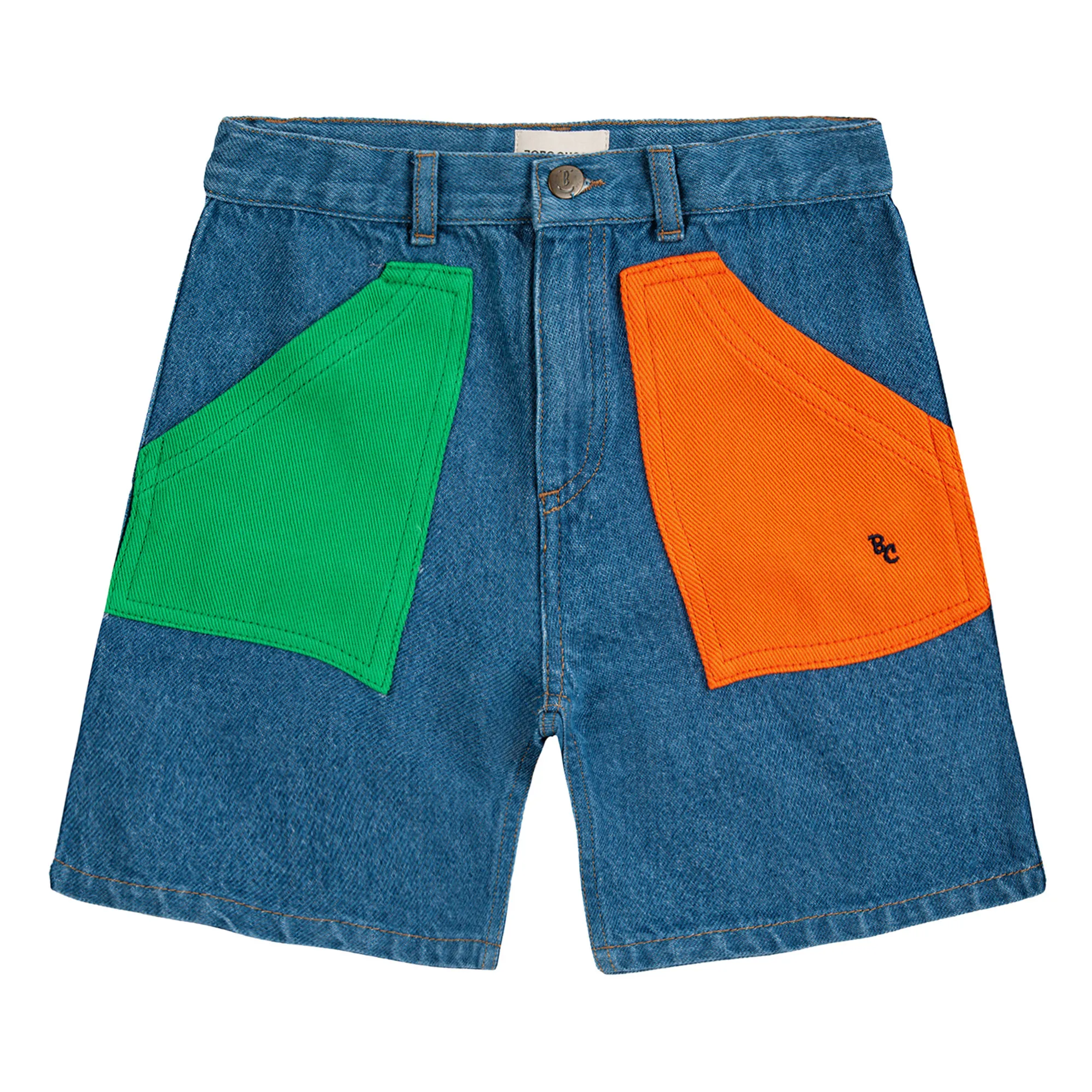 Bobo Choses Denim Blue Color Block Denim Bermuda Shorts