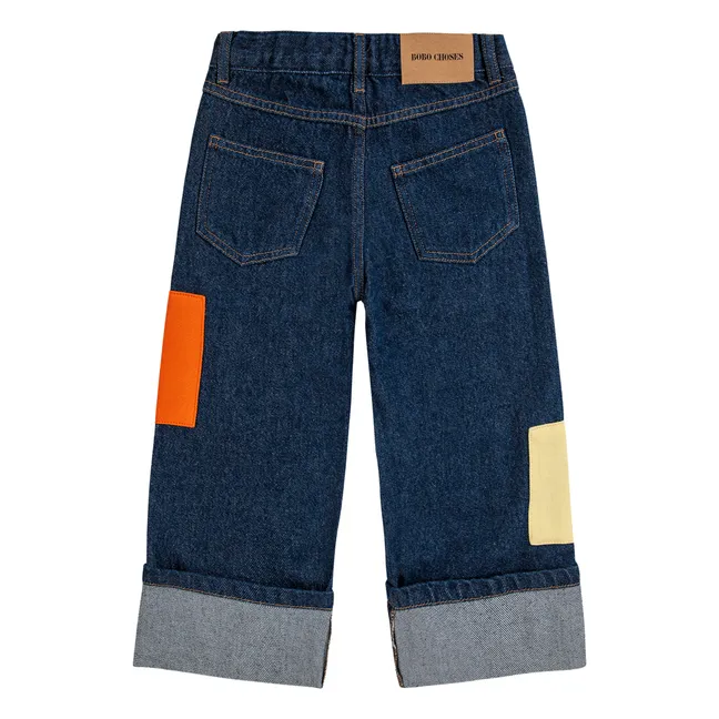 Color Block Denim Trousers | Denim blue