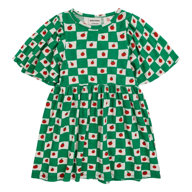 Kleid aus Bio-Baumwolle Tomaten | Grün