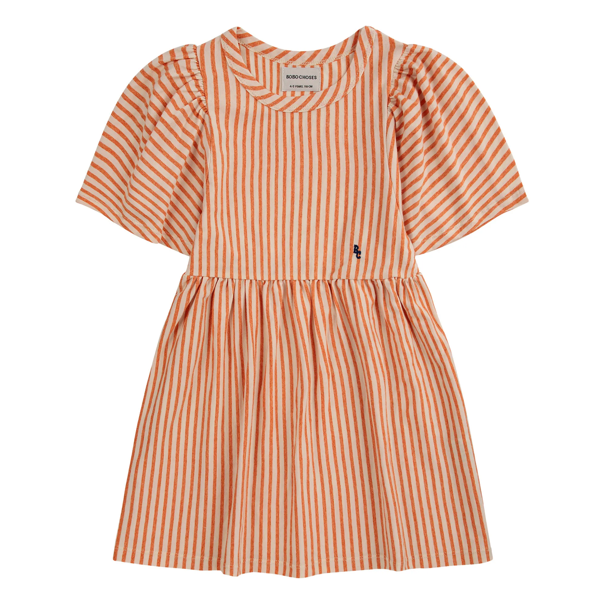 Bobo Choses Orange Striped Organic Cotton Dress