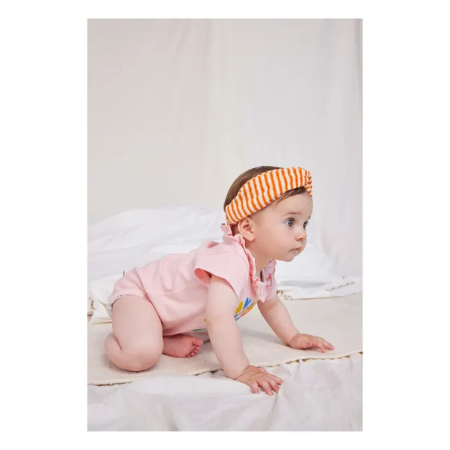 Stirnband aus Bio-Baumwolle und Frottee gestreift | Orange