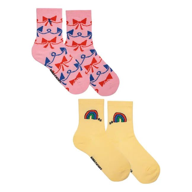2 Paar Socken mit Regenbogenfarben | Rosa