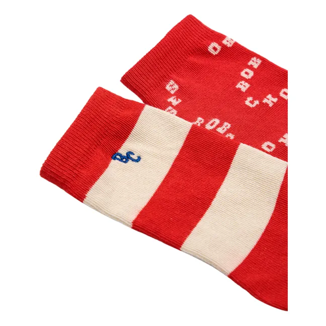 Lot 2 Paires Chaussettes Rayures | Rouge