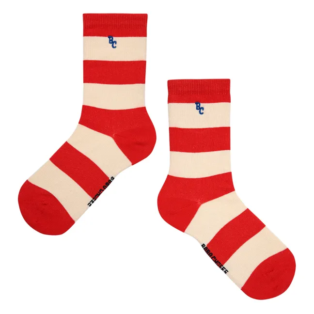2 Paar Socken mit Streifen | Rot