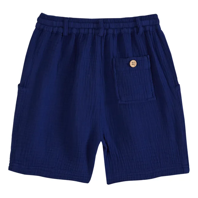 Pantalones cortos de gasa de algodón | Azul