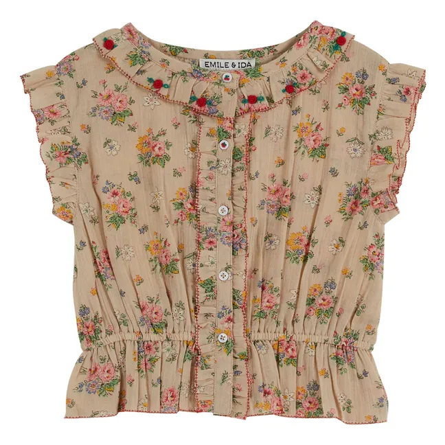 Blusa floral bordada vintage | Beige