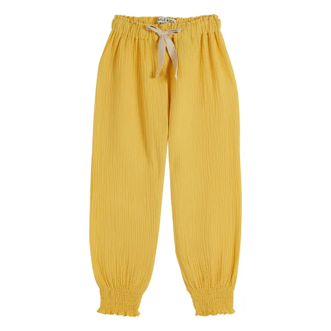 Cotton Gauze Fluid Pants | Yellow
