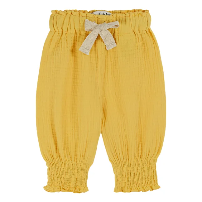 Cotton Gauze Fluid Pants | Yellow