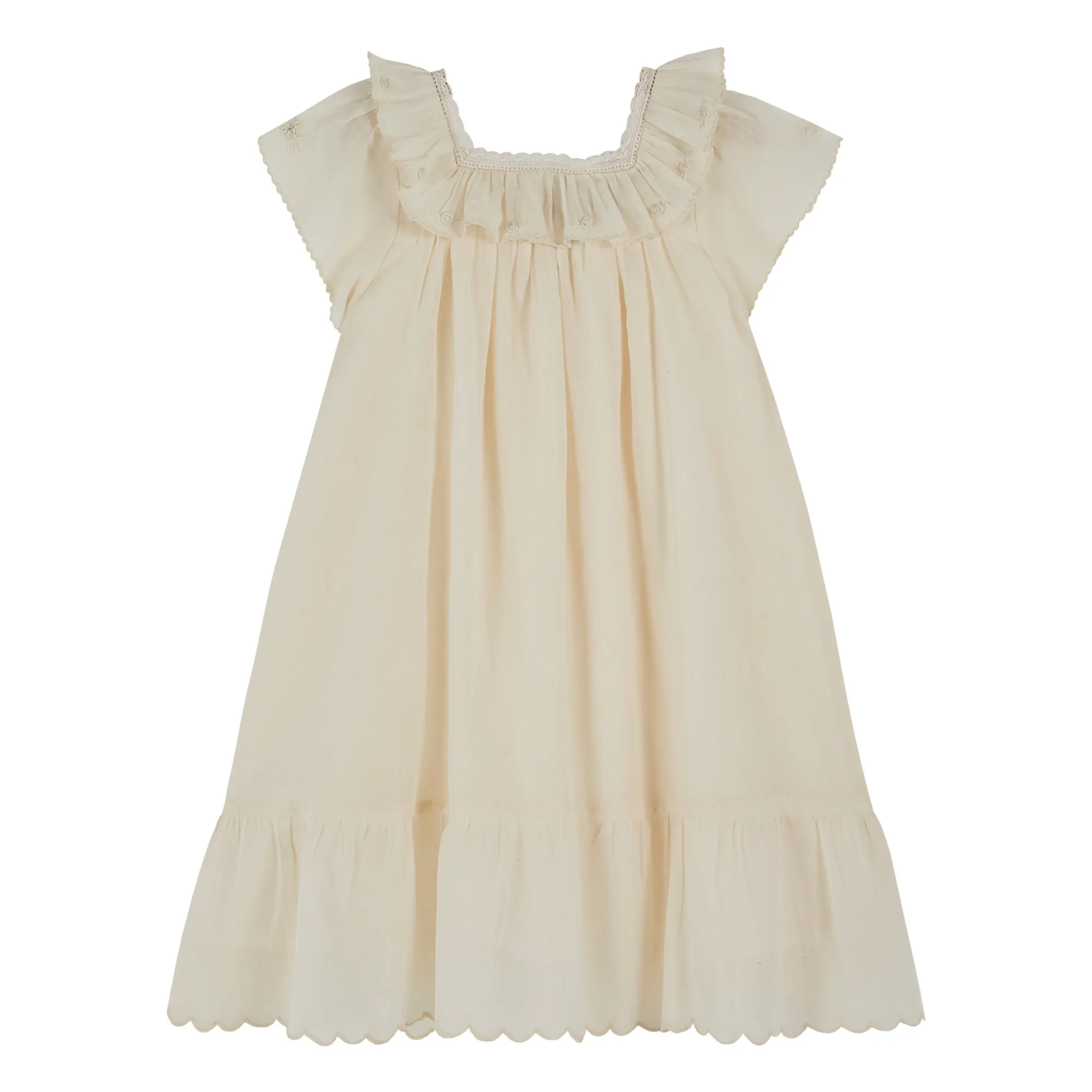 Emile Et Ida Ecru Plain Vintage Dress