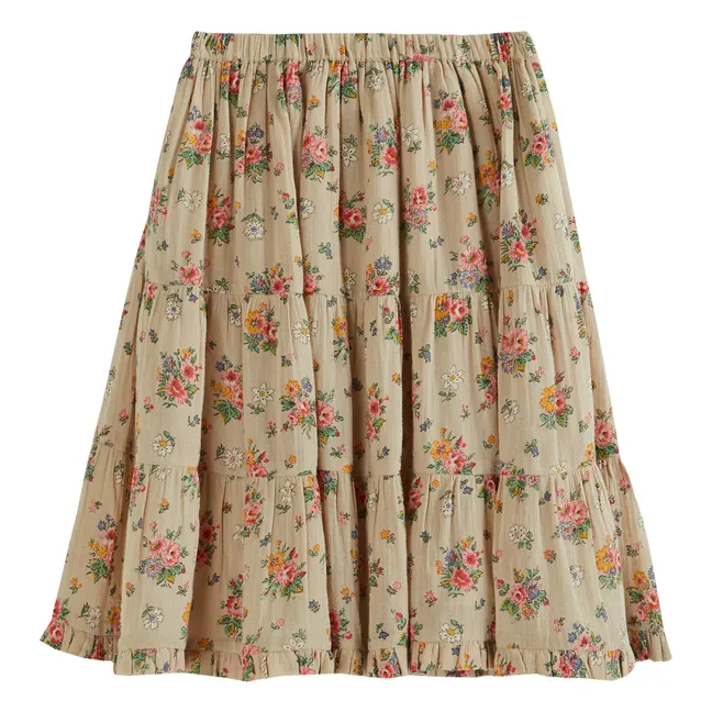Vintage Floral Skirt | Beige