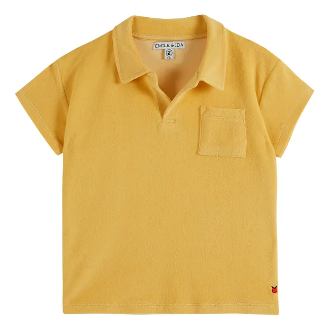 Plain terry polo shirt | Yellow