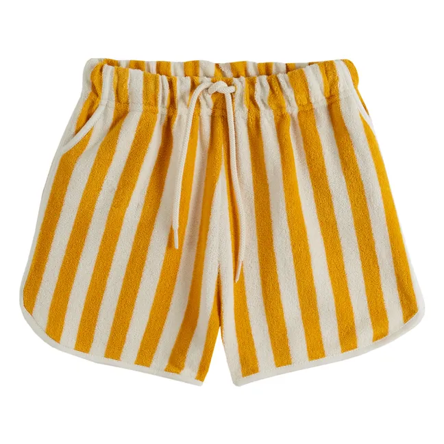 Pantalones cortos de rayas Terry | Amarillo