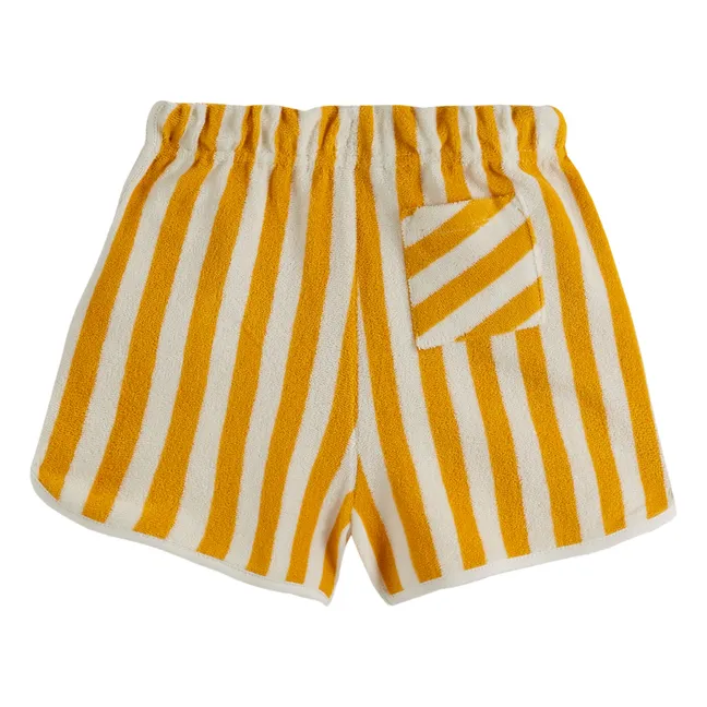 Pantalones cortos de rayas Terry | Amarillo