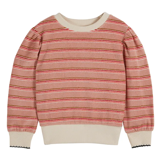 Terry striped sweatshirt | Pink