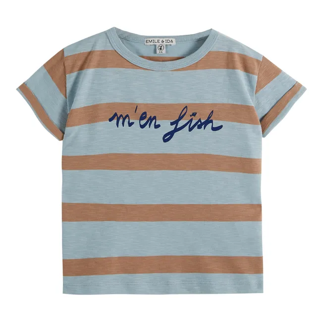 Camiseta de rayas M'en Fish | Azul Cielo