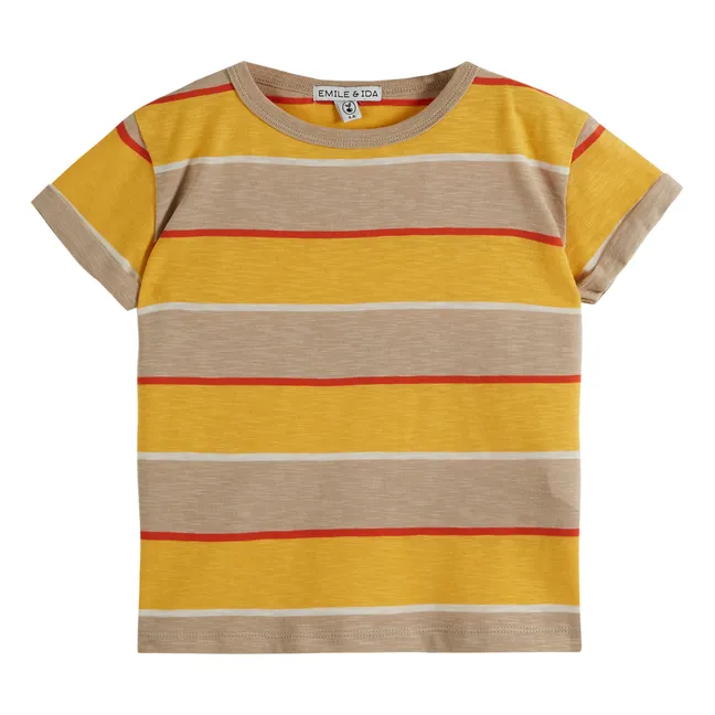 Camiseta a rayas de algodón orgánico | Amarillo
