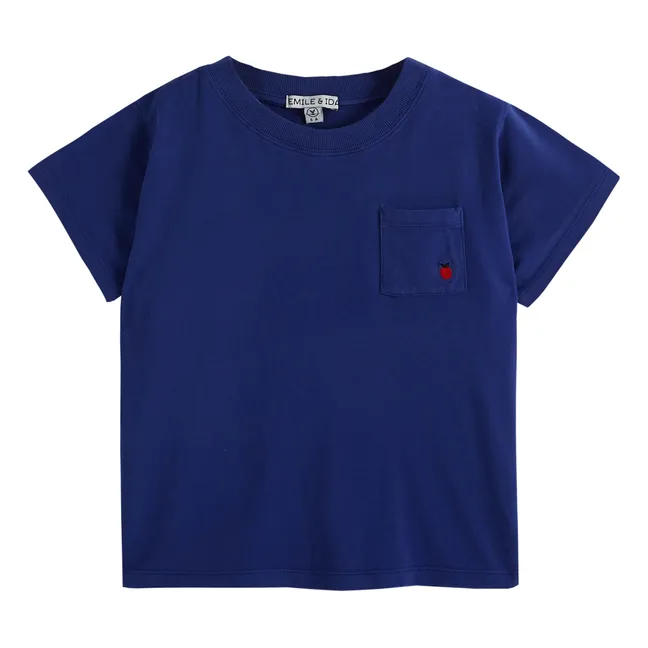 Besticktes Apfel T-Shirt | Blau
